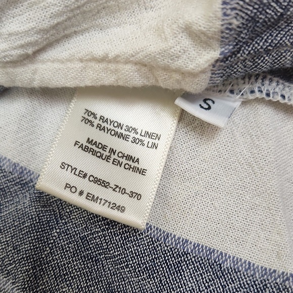 Anthropologie Cloth & Stone Striped Tie Front v neck button up Linen Blend - Picture 8 of 8